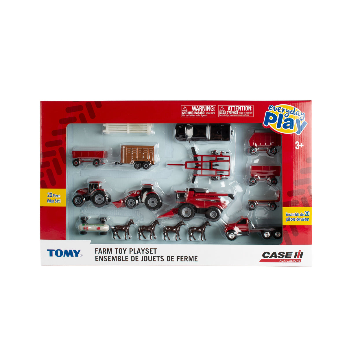 1:64 CASE IH Scale Farm Toy Playset - 20 Piece Value Set with Tractors, Truck, Combine, Farm Implements, Toy Animals and more