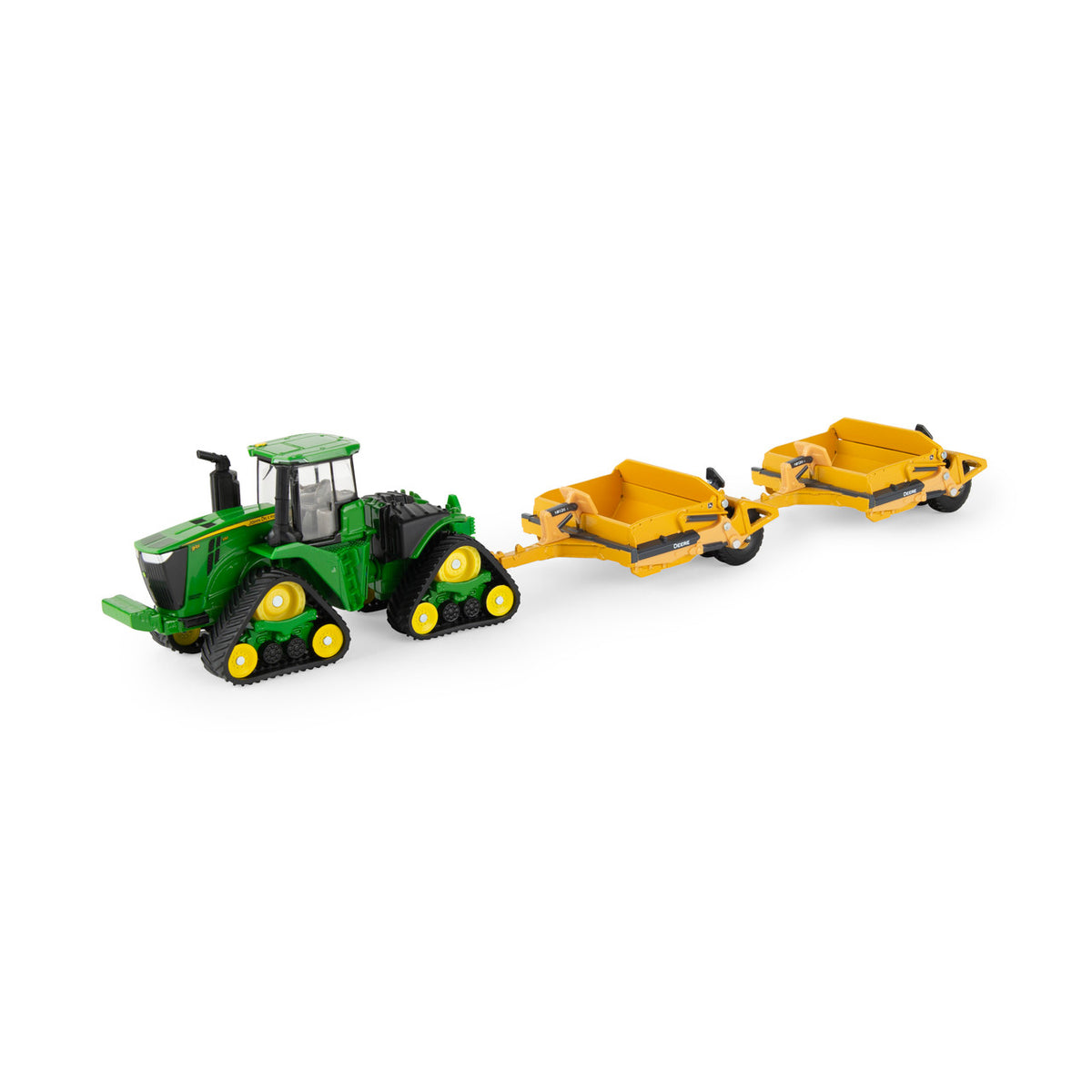John Deere 1:64 Scale 9RX 590 Tractor with Scrapers – Die-Cast Metal Replica