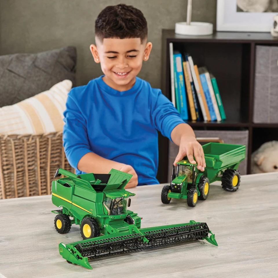 John Deere 1:32 Scale Farm Toy Harvesting Set with Tractor, Grain Cart and Combine