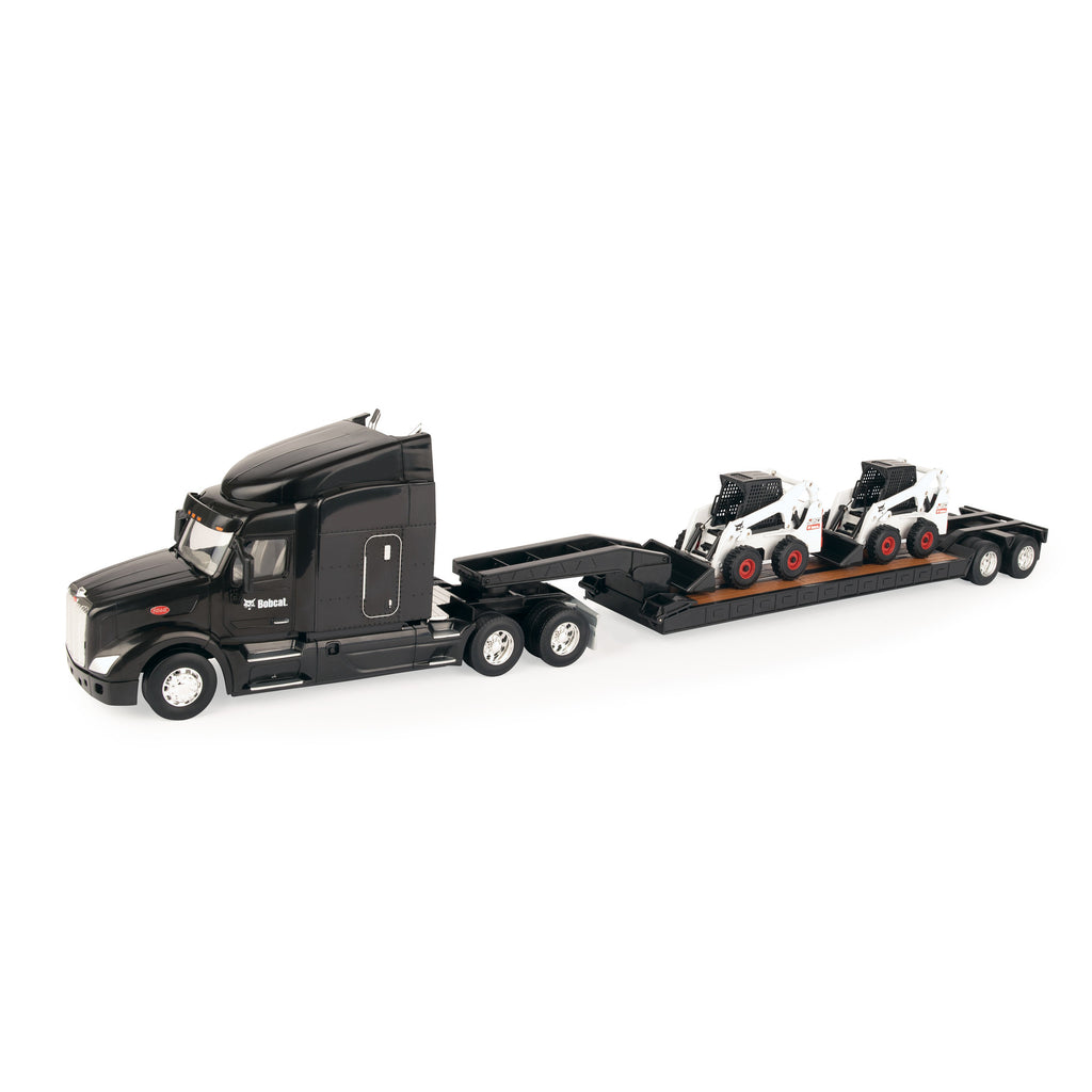 1:32 Peterbilt 579 Semi W/ Lowboy Trailer & Bobcat S450 Skid Loaders