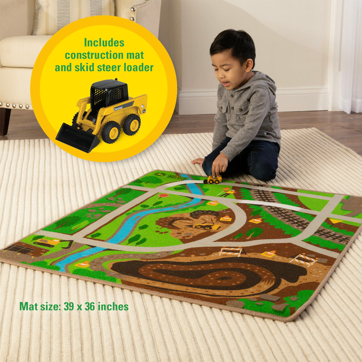 John Deere Rug/Playmat & Skidsteer